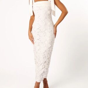 Petal & Pup Emersyn Midi Lace Dress- White